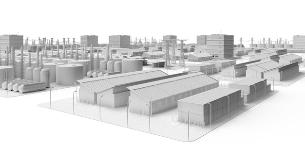 Modello industriale bianco o parco industriale intelligente con sviluppo infrastrutturale