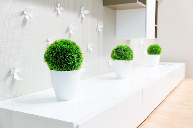 Photo white interior with grass