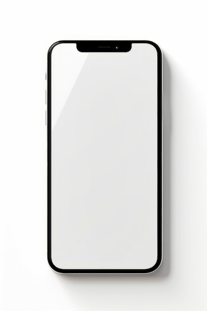 White iphone with black frame on white background with shadow Generative AI