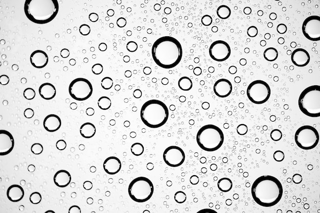 white isolated background water drops on the glass / wet window glass with splashes and drops of water and lime, texture autumn background