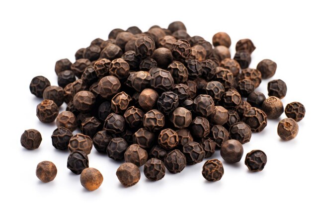 White isolated black pepper