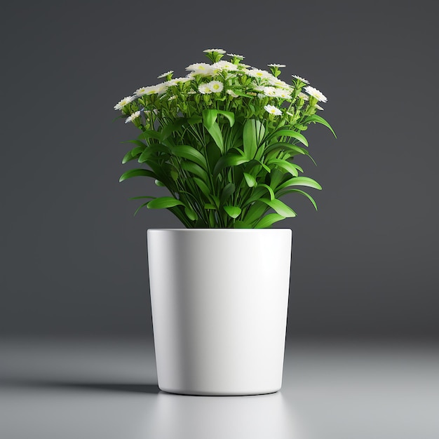 white isolated flower pot