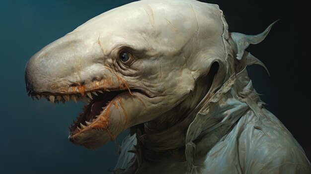 White Jacket Creature A Spatial Concept Art With Realist Detail