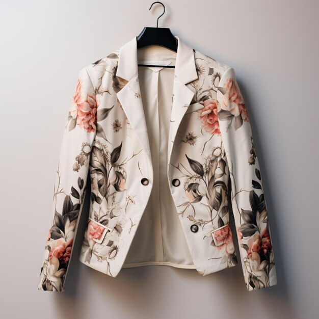 Photo a white jacket with floral design on a swinger