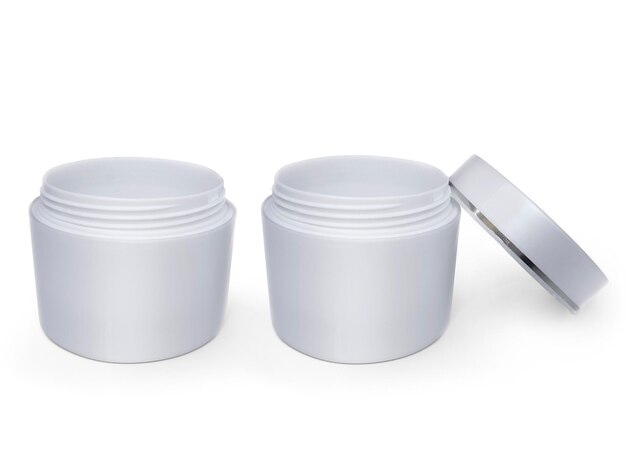 white jar of hand cream or gel with a silver stripe for your design