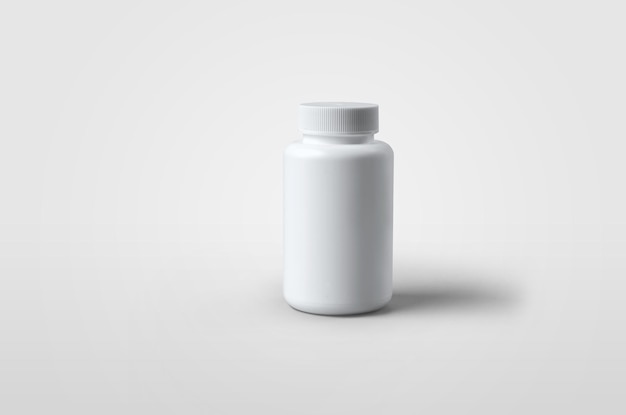 Photo white jarisolated and stands on background bottle for pills can be used in medicine beauty industry