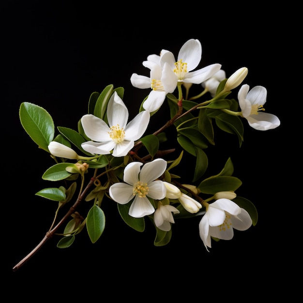 Photo white jasmine flowers isolated on black erik jones style