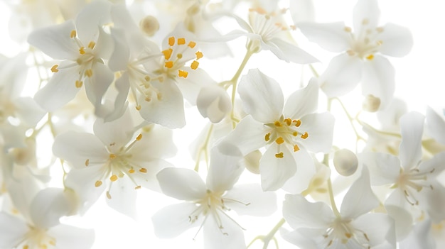 White jasmine flowers Jasmine isolated on white background Generative AI