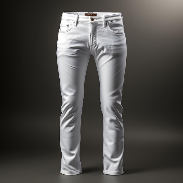 White Jeans Isolated on Studio Background White Denim Trousers