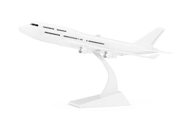 Photo white jet passenger's ð¡ommercial airplane model on a white background. 3d rendering