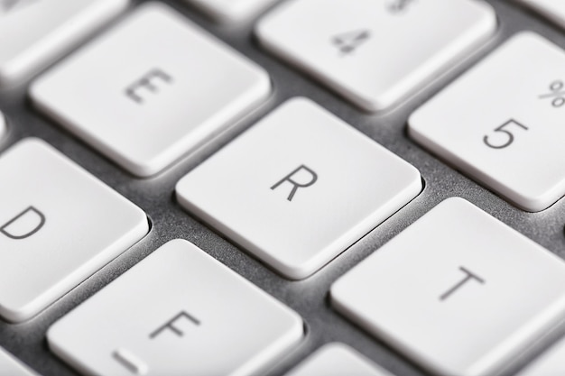 Photo white keys of computer keyboard closeup