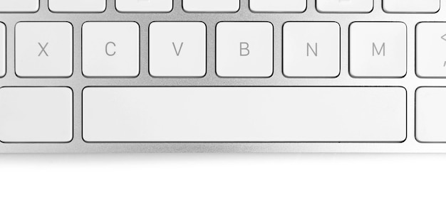 White keys of computer keyboard copy space