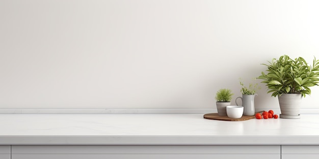 White kitchen countertop with room for mockup ing