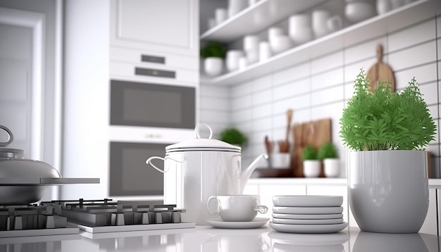 white kitchen minimalist interior