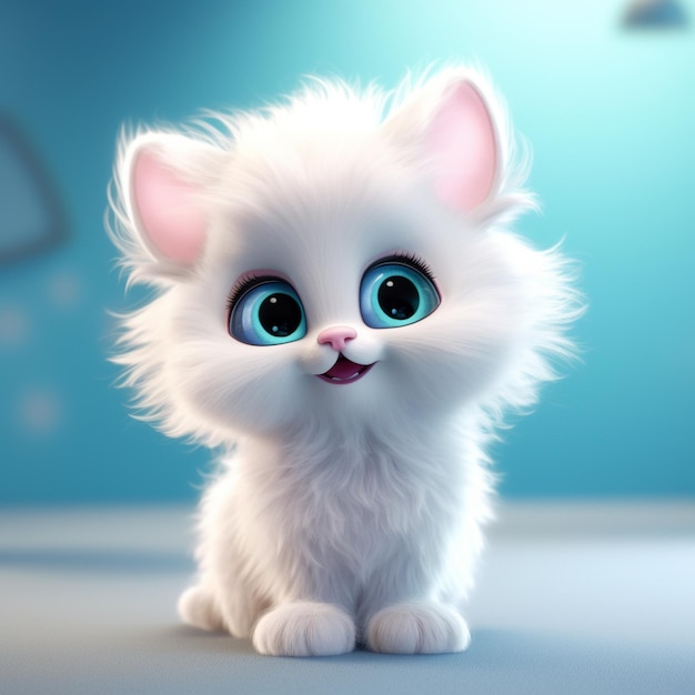 Photo a white kitten with blue eyes and a pink nose