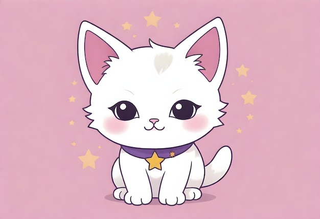 a white kitten with a star on its chest