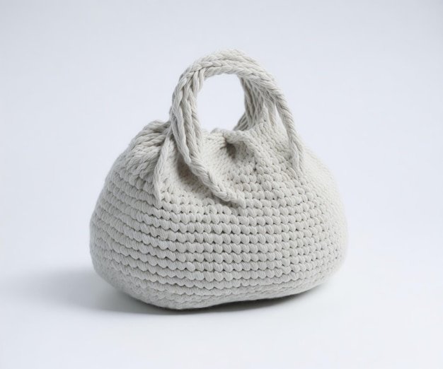 White Knitted Bag Isolated on White Background