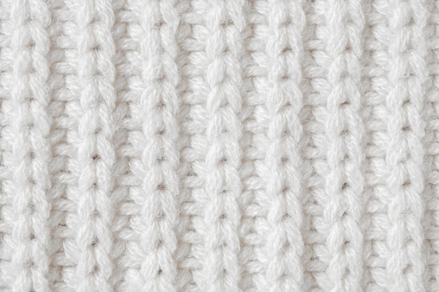 White knitted wool fabric texture background