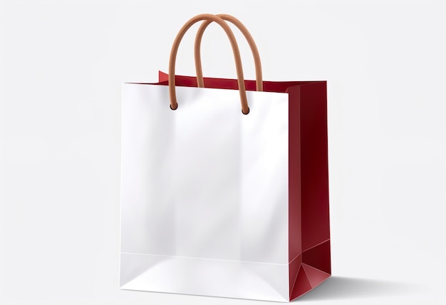 White kraft paper shopping bag with handles