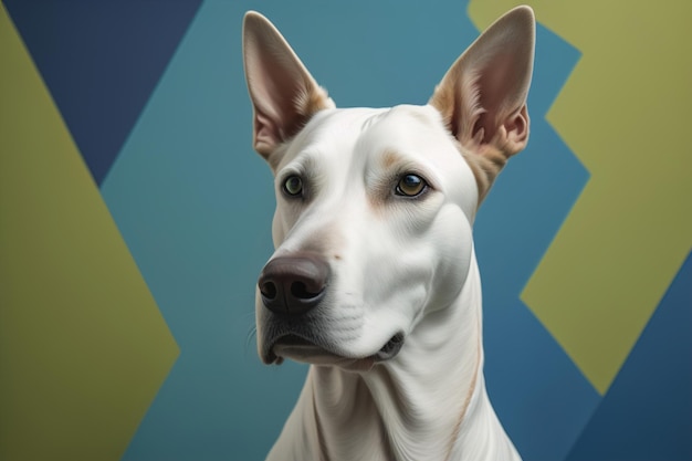 White labrador retriever dog portrait on a solid color background Studio shot generative ai