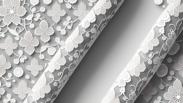 White lace curtains with a floral pattern