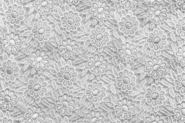 White lace with small flowers.