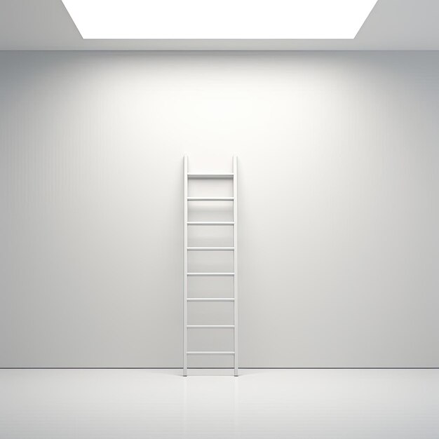 Photo a white ladder in the style of minimalist starkness