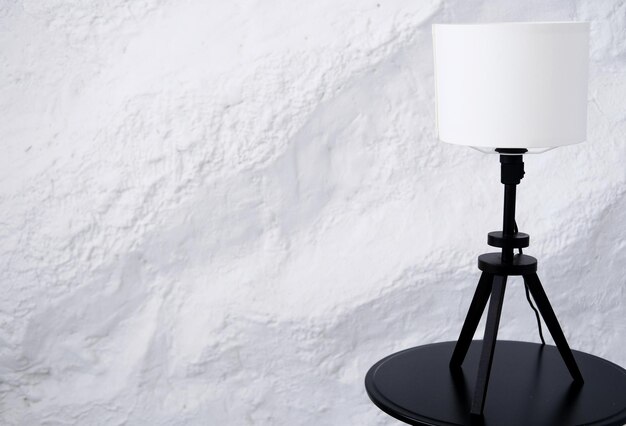 White Lamp on a black table White background Home concept