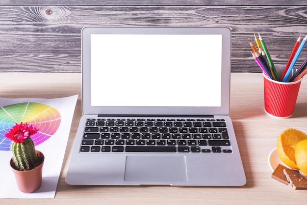 White laptop closeup