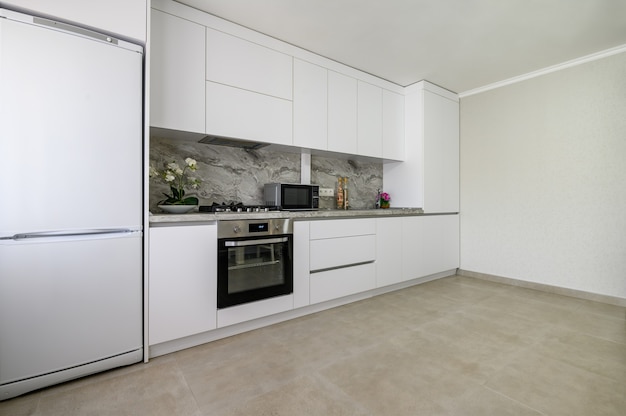 White large modern kitchen interior