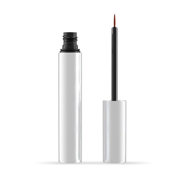 White lash serum open bottle mockup isolated