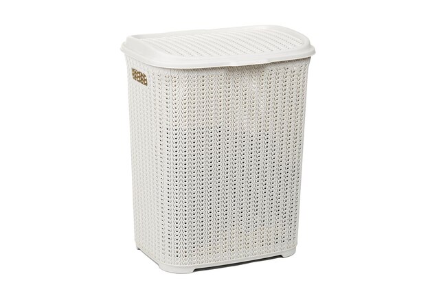 Photo white laundry basket on a white background