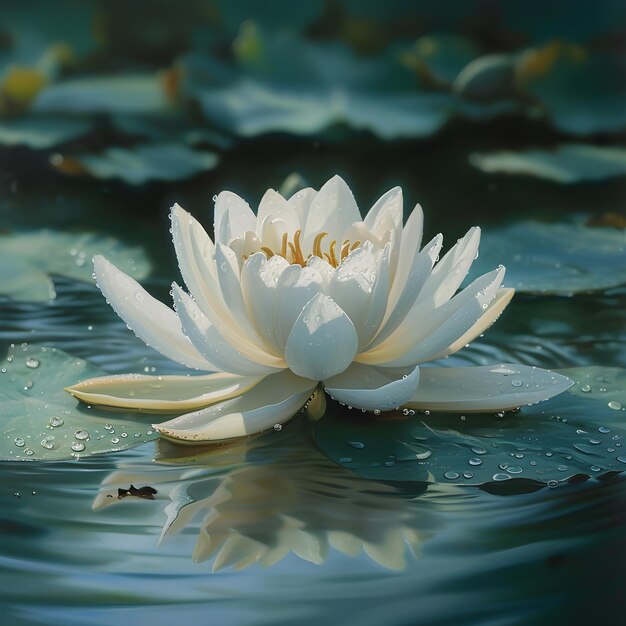 White leaf lotus flower on water