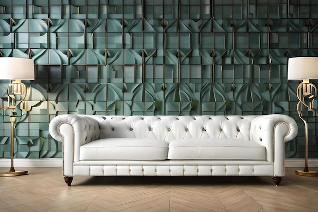 white leather chesterfield couch in a classical luxurious interior