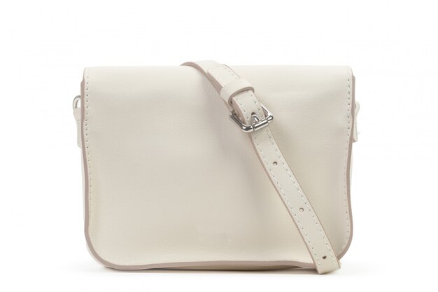 White leather female bag isolated over white