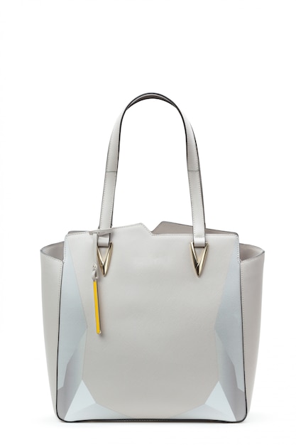 White leather female bag isolated over white