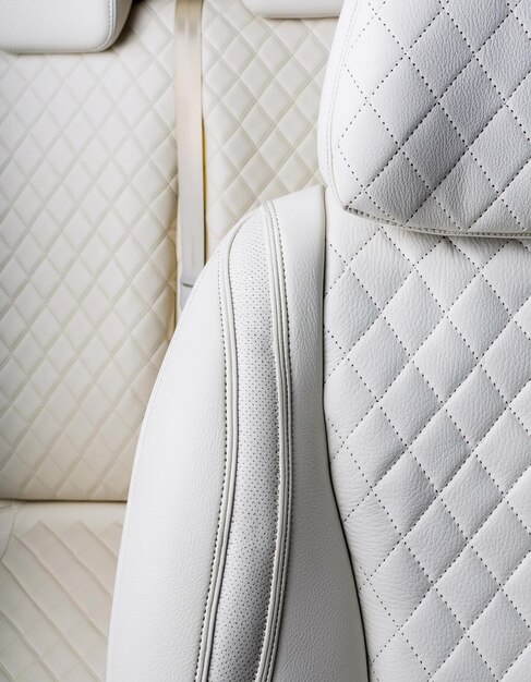 Photo white leather interior of a modern luxury car car seat details