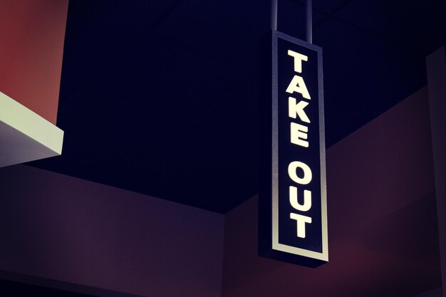 White Led Take Out Signage Hanging Photo