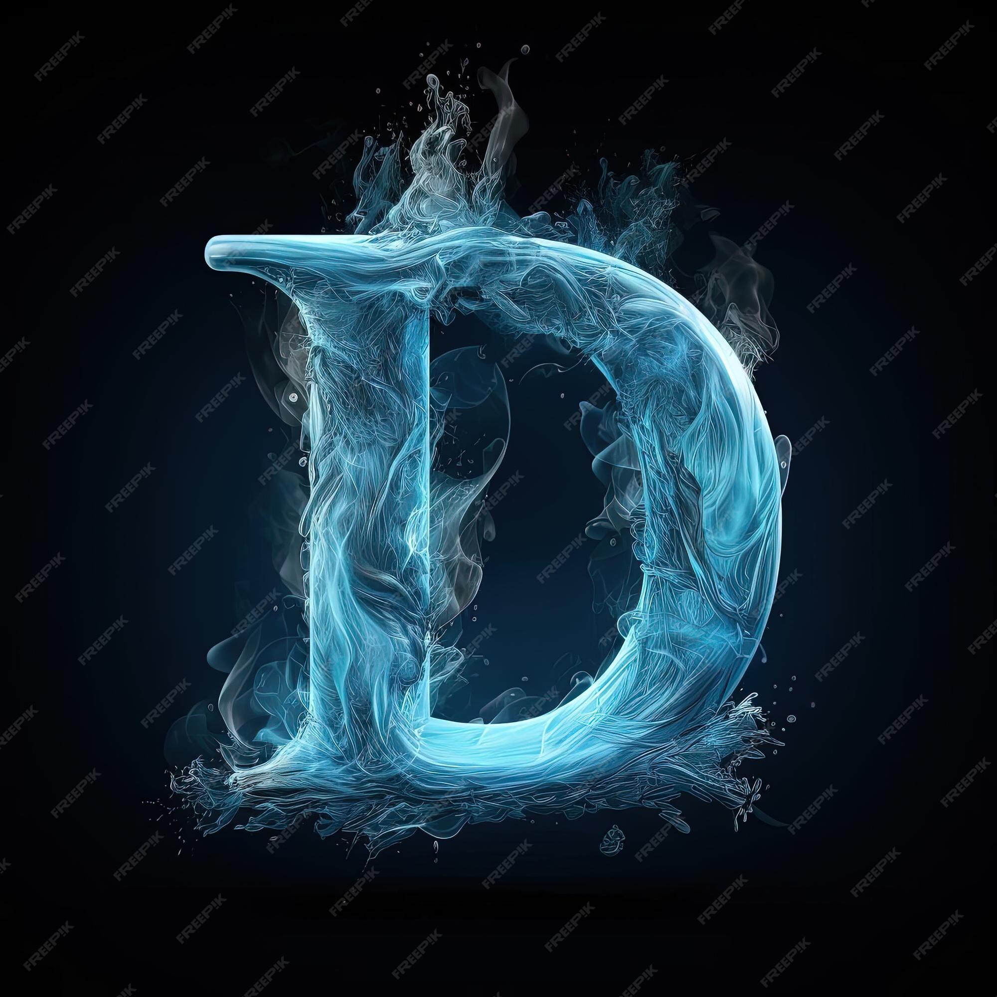 Premium AI Image | white letter d lit with blue fire in the style of