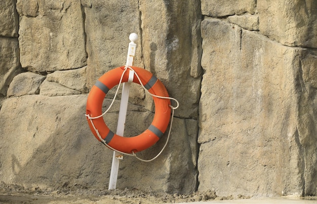 white lifebuoy on sea background