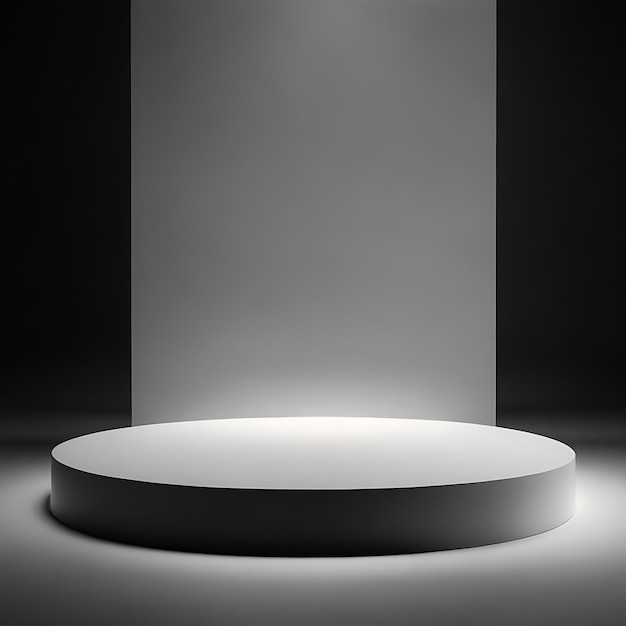 White light round podium and black background for mockup