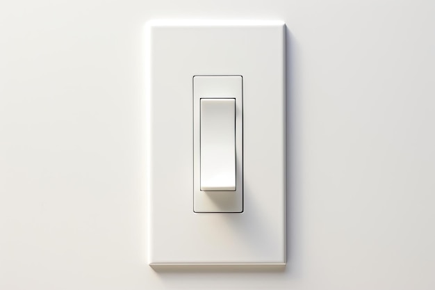 Белая фасадная табличка выключателя света на белом фоне