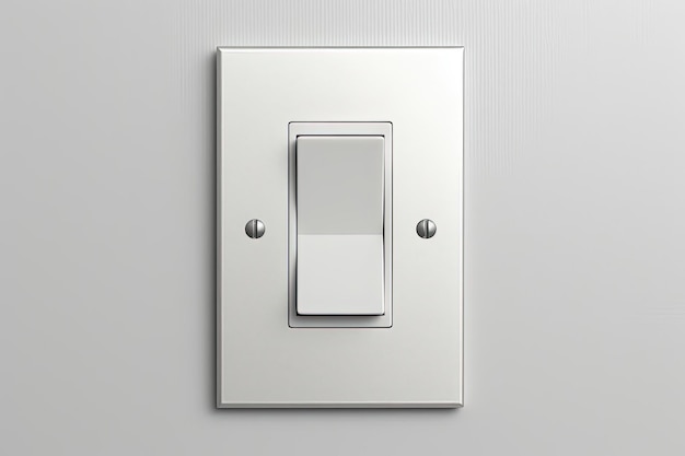 white light switch on a wall in the style of gray and silver