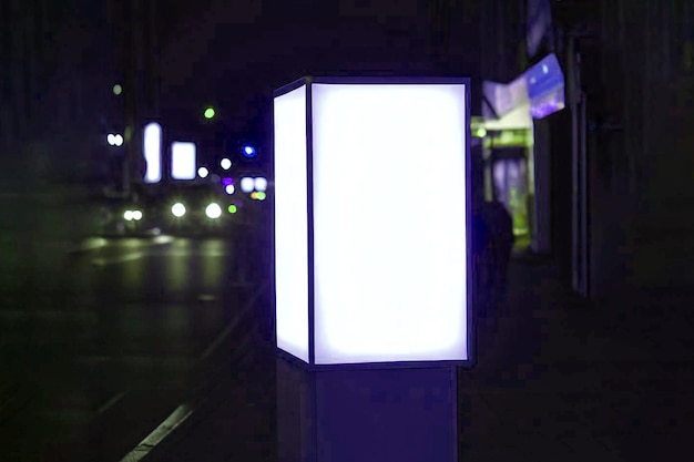 White lightbox on the street