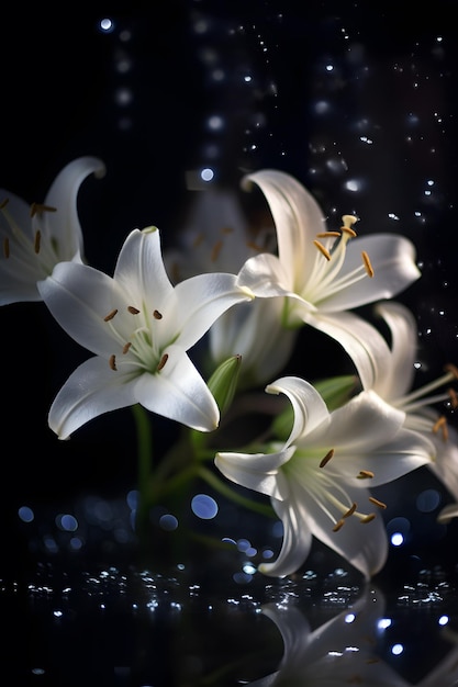 White lilies in a glass bowl