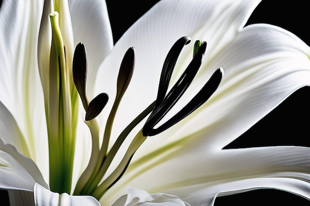 white lily flower close upwhite lily flower close upwhite lily flower on black background