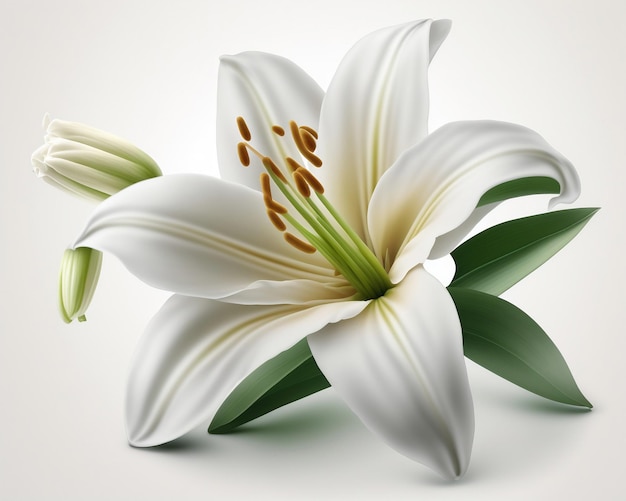 White lily white background generative Artificial Intelligence