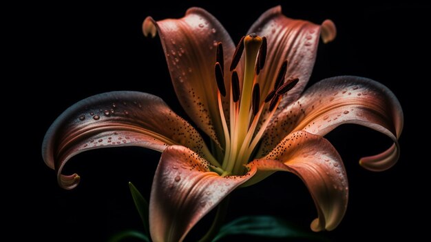 A white lily with water droplets on itgenerative ai