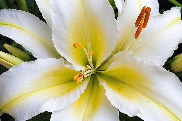 A white lily with yellow and white