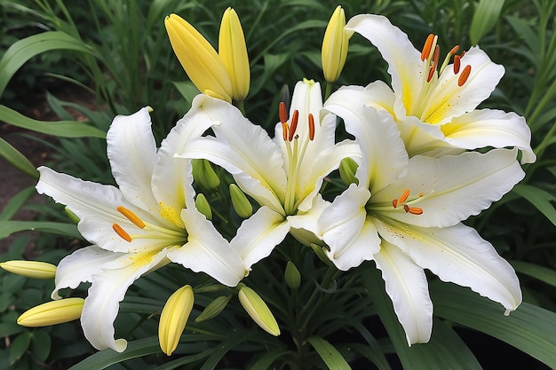 A white lily with yellow and white